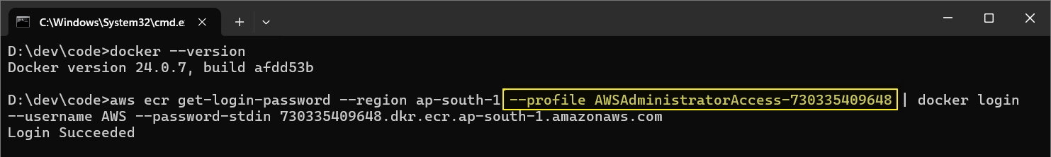 get-login-password CLI command with &ndash;profile option