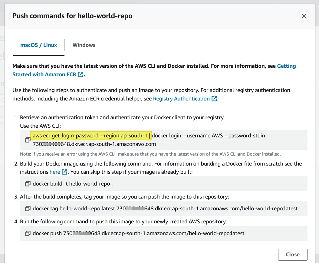 Detailed Commands shown in the &ldquo;View Push Commands&rdquo; pop-up