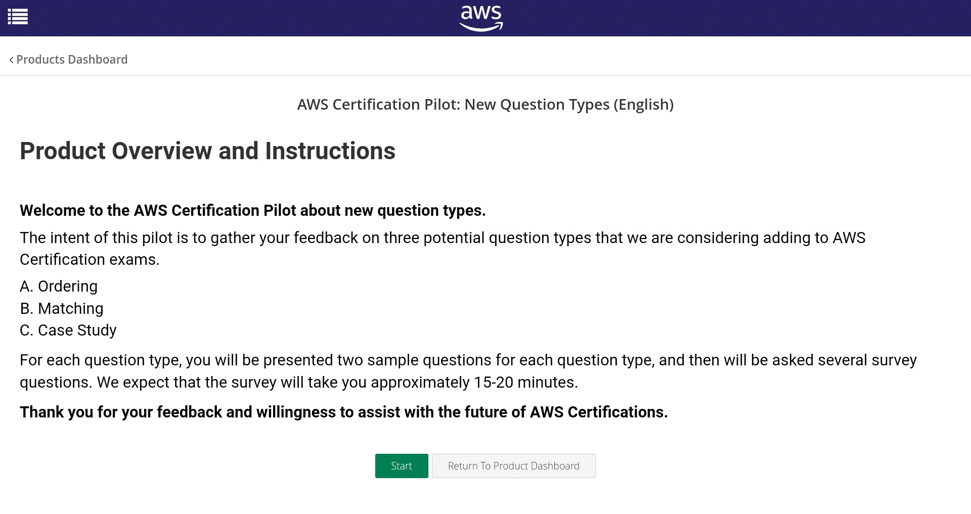 New AWS Exam Question Types : Overview