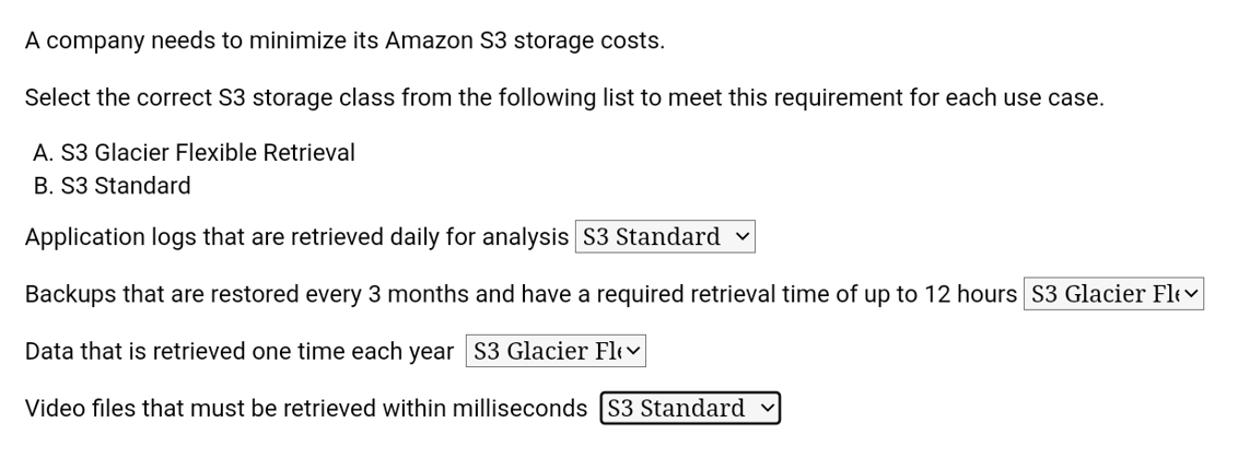 Matching type question - Example