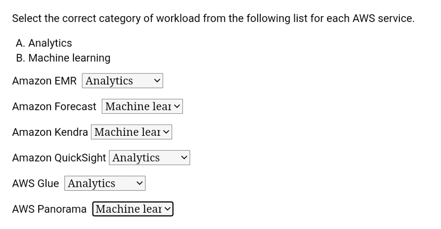 Matching type question - Example